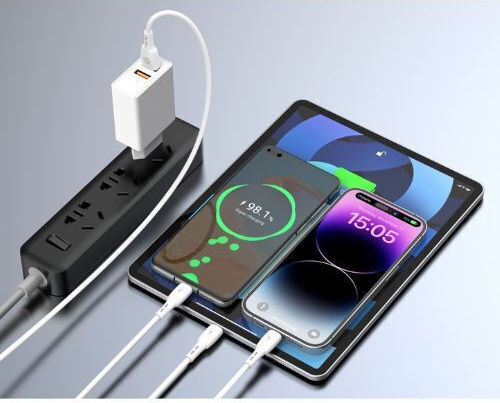 Techancy USB to Type-C / Lightning / micro USB Cable 2.4A White 1m