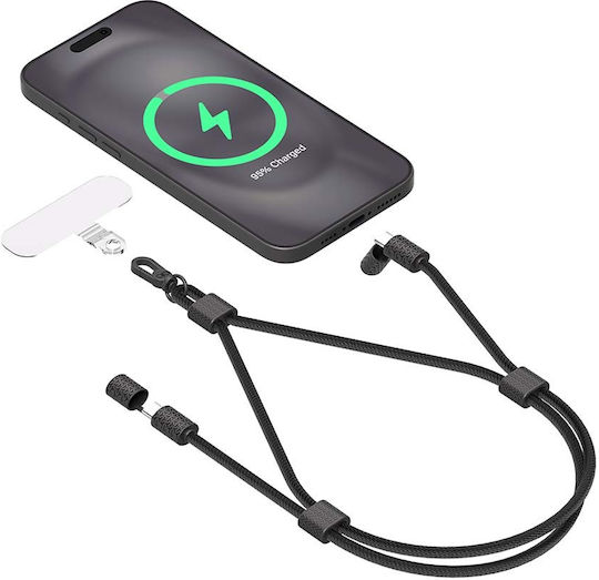 Force Power Usb-c To Usb-c 3a Pd 60w Cable Durable Lanyard Black