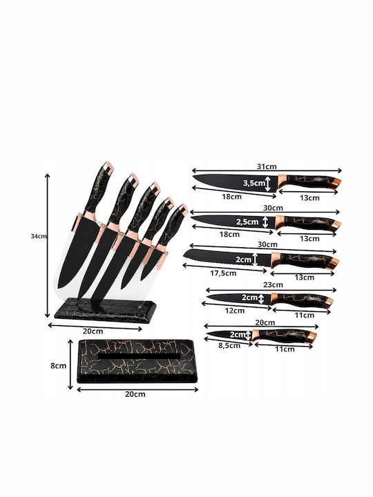 Verk Group Marble Design Messer Set mit Sockel aus Rostfreiem Stahl 5 Stück