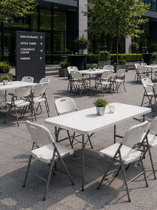 Outdoor Catering Foldable White Table 120x60x74cm