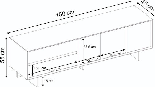 TV-Ständer Capri Sapphire Eiche M180xT45xH55cm
