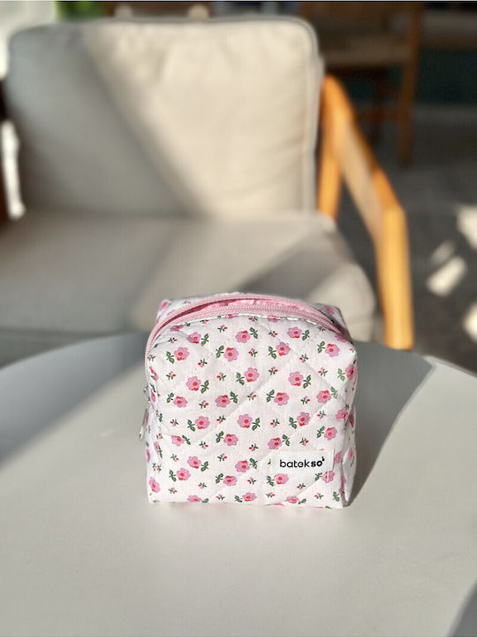 Enpapa Small Makeup Bag Pink Flowers Multicolored 13x13x9 Cm