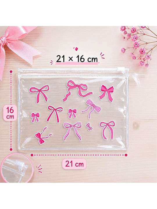 Enpapa Transparent Travel Makeup Bag Bikini Zipper Bow Design Pink