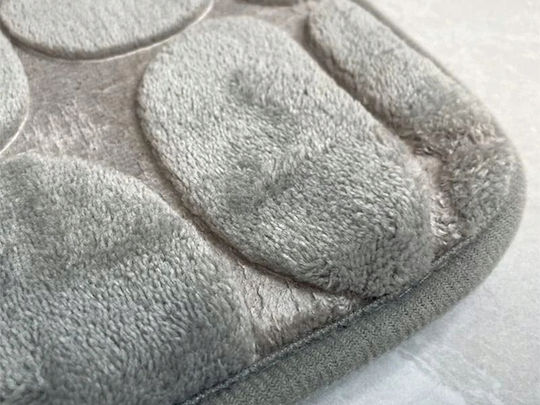 Verk Group Αντιολισθητικό Σετ Πατάκια Μπάνιου Memory Foam Γκρι 80x50εκ.