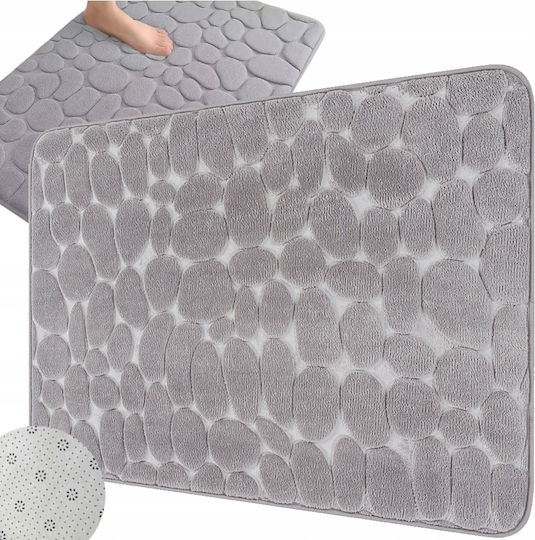 Verk Group Αντιολισθητικό Σετ Πατάκια Μπάνιου Memory Foam Γκρι 80x50εκ.