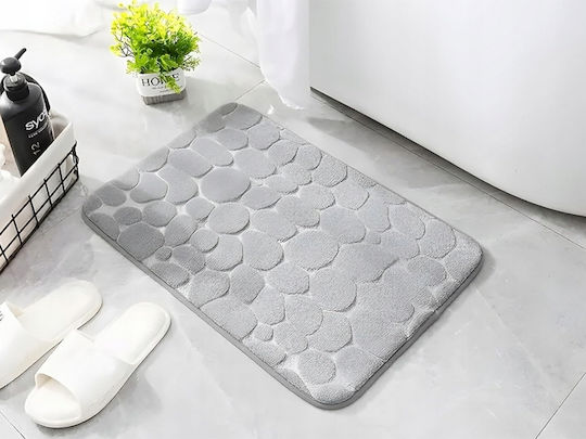 Verk Group Αντιολισθητικό Σετ Πατάκια Μπάνιου Memory Foam Γκρι 80x50εκ.