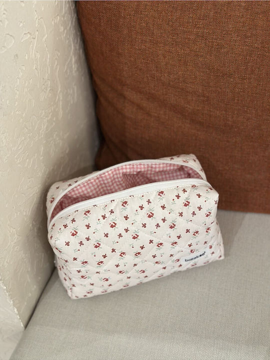 Enpapa Makeup Bag Ribbon Design Large Size Burgundy 19x18x7.5 Cm