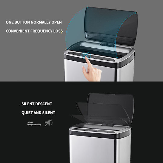 Waste Bin from Inox Steel with Sensor Silver 30lt