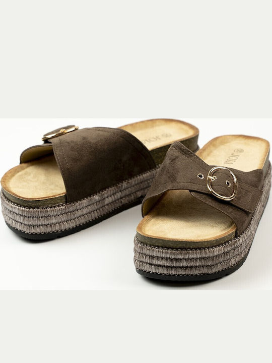 Damen Flatforms Braune Sandalen