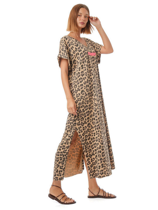 Sommer Midi T-Shirt Kleid Tierdruck