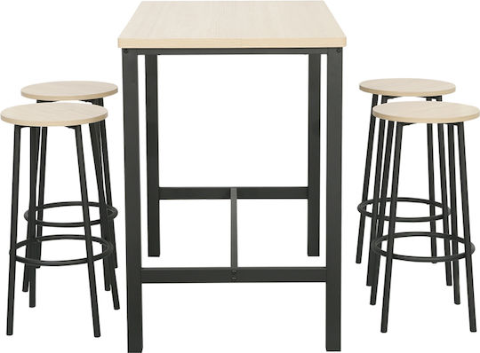 Bar Table with 4 Stools 100x60cm