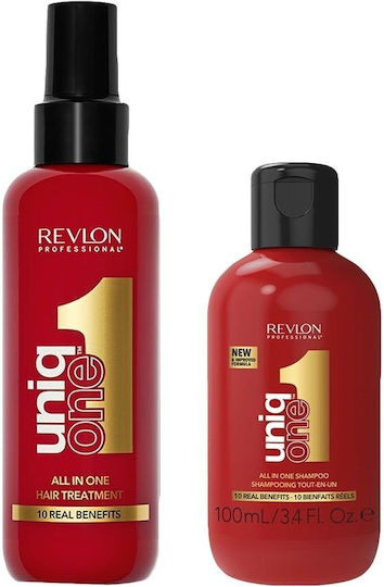 Revlon Uniq One Great Hair In No Time Σετ Περιποίησης Μαλλιών Αναδόμησης & Θρέψης για Όλους τους Τύπους με Σαμπουάν & Νεσεσέρ 3τμχ