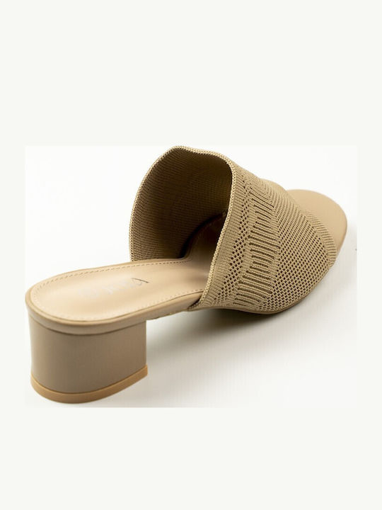 Mules с нисък ток в бежов цвят
