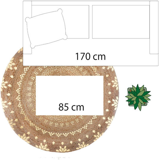 Atmosphera Χαλί Στρογγυλό Καλοκαιρινό Ψάθινο Gold Φ115cm