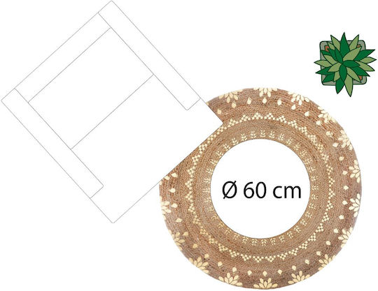 Atmosphera Χαλί Στρογγυλό Καλοκαιρινό Ψάθινο Gold Φ115cm