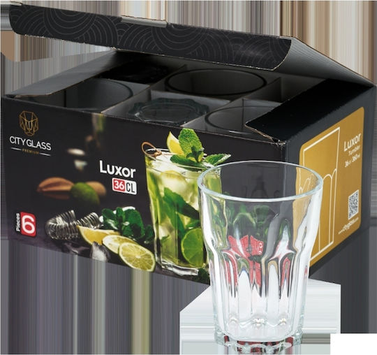 Sidirela Cityglass Luxor Set Glass Water Glasses 360ml 6 Pieces Sidirela Cityglass Luxor Set Glass Water Glasses 360ml 6 Pieces