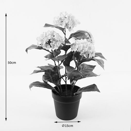 Διακοσμητικό Φυτό Γλάστρα Hydrangea Inart Λευκό Φ 35x35x50 Cm