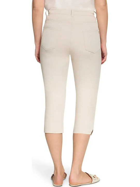 Damen Leinen Capri Hose in Schlanke Passform Beige