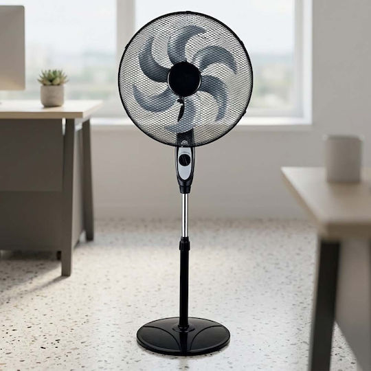 Sidirela Ανεμιστήρας Ορθοστάτης 75W Διαμέτρου 45cm Μαύρος