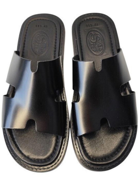 Leather Men's Sandals in Black Colour