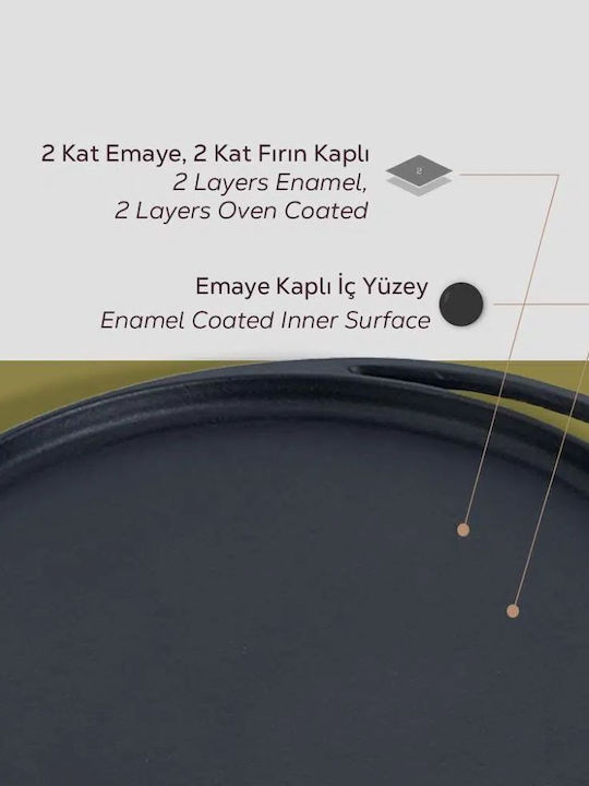 Lava Pizza Baking Pan from Cast Iron with Enamel Interior Coating Black 28cm