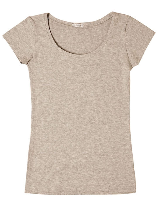 Tricou cu mânecă scurtă pentru femei, Scollo, elastan, gri, mărimea XS