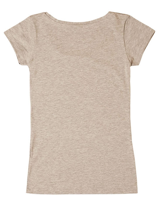 Tricou cu mânecă scurtă pentru femei, Scollo, elastan, gri, mărimea XS