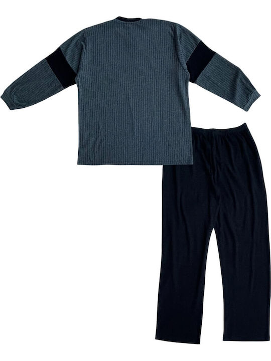 Rachel Men's Winter Checked Pajamas Set Gray