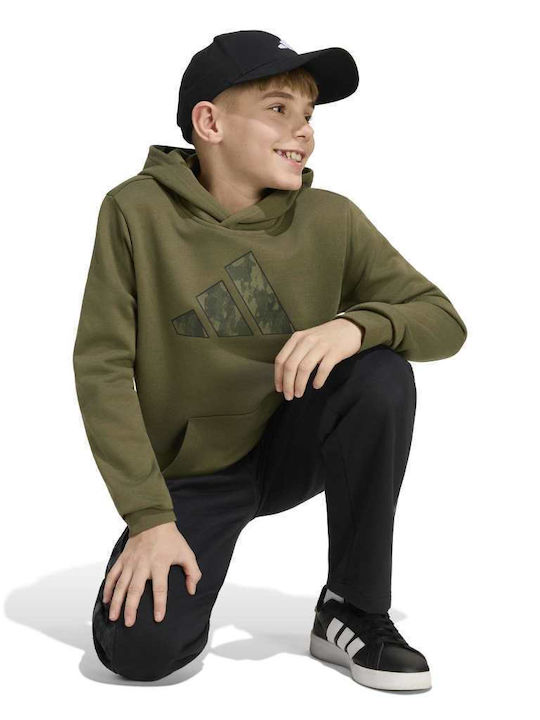 Полар Детски Суичър с Качулка Каки Camo Graphic