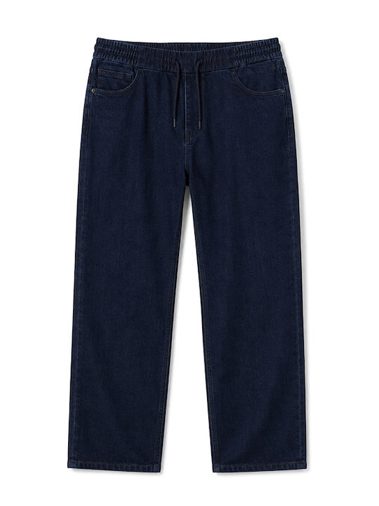 Lanny Men's Jeans Pants Elastic Slim Fit Dark Blue