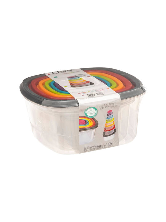 5Five Plastic Lunch Box Multicolour 7pcs