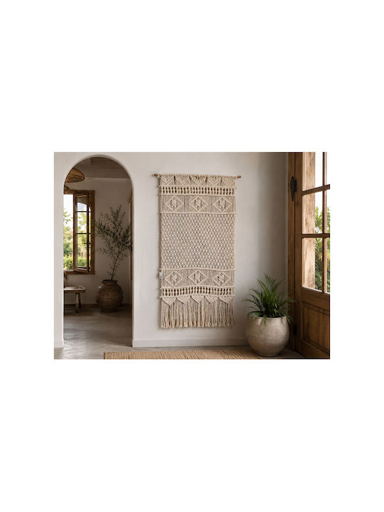 Atmosphera Macrame Hanging Wall Decor Ecru Fabric 80x175cm