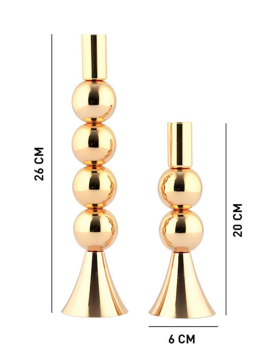 SteweHome Set Of Metal Candle Holders In Gold Colour 2 Pieces