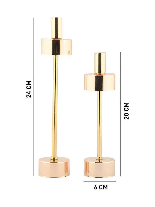 SteweHome Set Of Metal Candle Holders In Gold Colour 2 Pieces