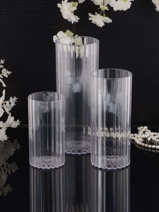SteweHome Set of Glass Candle Holders in Orange Colour 3 Pieces