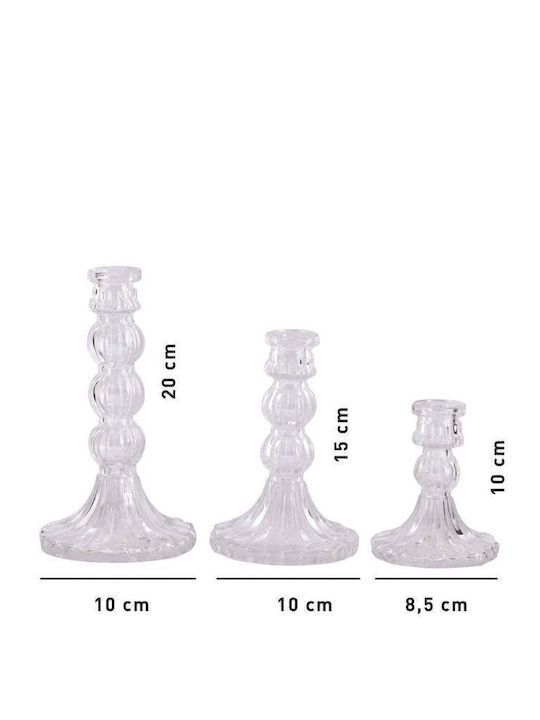 SteweHome Set of Crystal Candle Holders in Orange Colour 3 Pieces