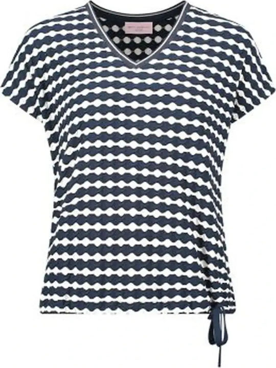 Women's Crop Top Short Sleeve with V-Neckline Striped