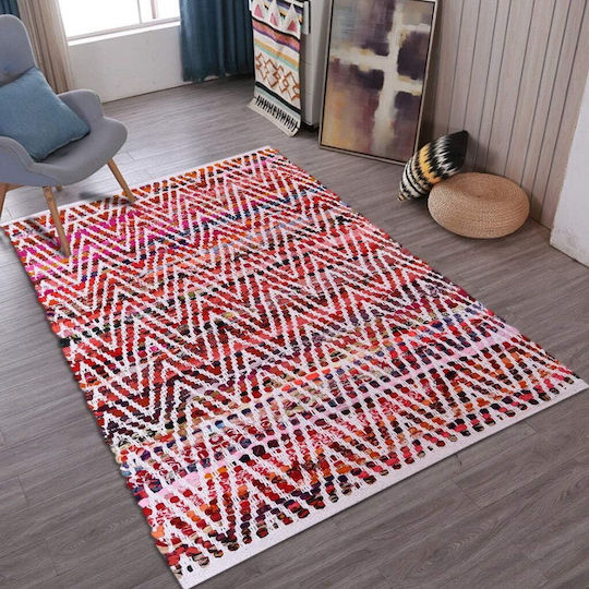 Gifiie Χαλί Χειροποίητο από Γιούτα 60x90cm White Red