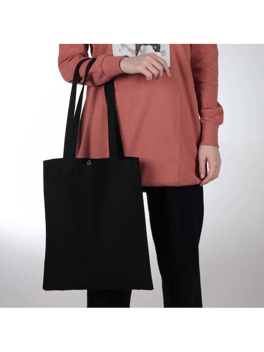 Enpapa Black Fabric Shopping Bag Extra Thick Button Type Sitsits Black 35x40 Cm