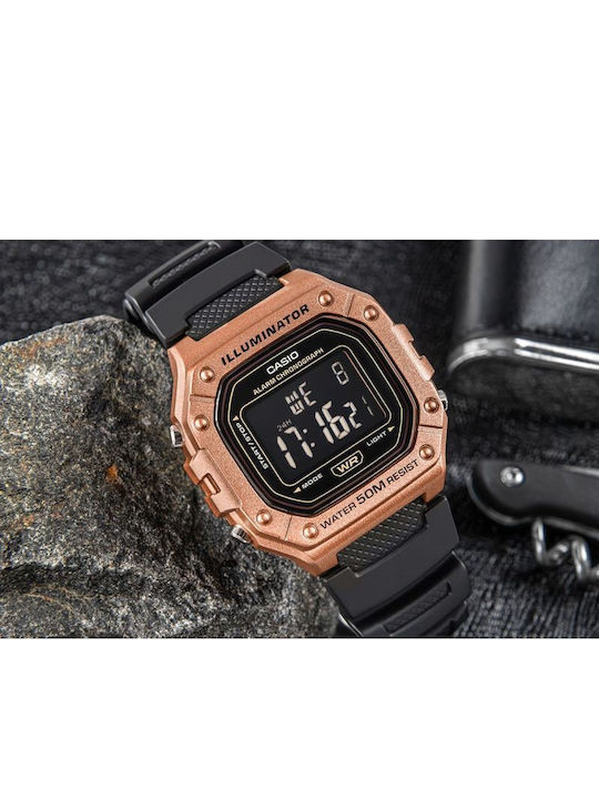 Casio Digital Herrenuhr 43mm Batterie mit Schwarz Gummi Armband