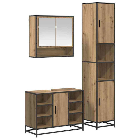 vidaXL Баня маса без мивка с огледало Artisan Oak