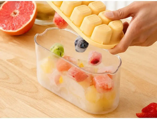 Verk Group Ice Cube Mold Cube from Silicone with Lid Yellow