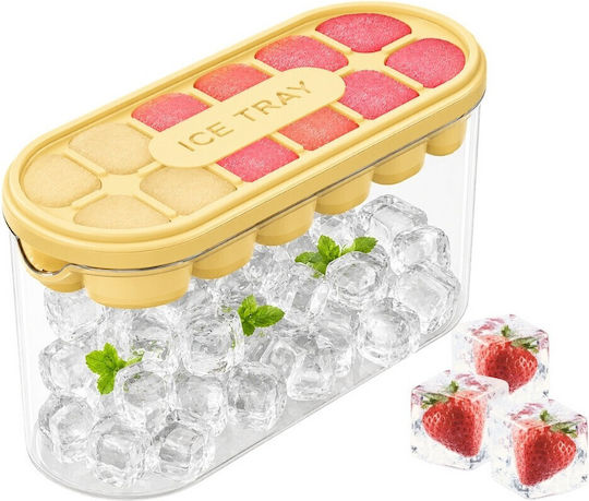 Verk Group Ice Cube Mold Cube from Silicone with Lid Yellow