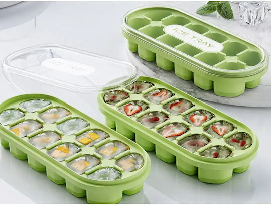 Verk Group Ice Cube Mold Silicone with Lid Green