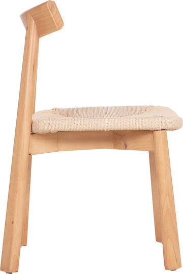 Rubberwood Καρέκλες Τραπεζαρίας Ξύλινες Φυσικο 2τμχ 51x55x74εκ.