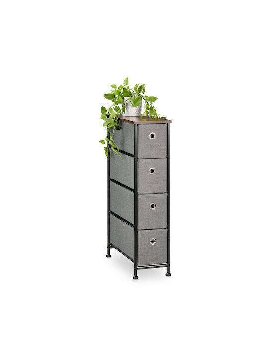 Relaxdays Kleine Aufbewahrungsmöbel aus Metall & Stoff M20xB48xH76cm