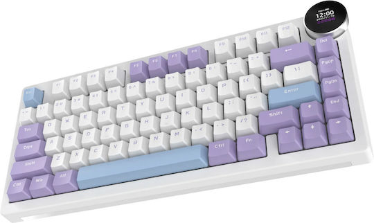 Ajazz AK820 V2 Wireless Gaming Mechanical Keyboard 75% with RGB Lighting (English US) White / Purple