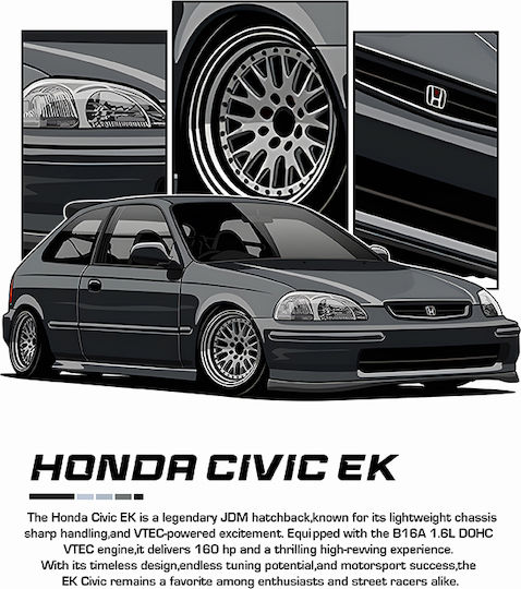 Poster Honda Civic Ek Cr023 40cm X 50cm Κορνίζα Καφέ Ξύλου 63006pd156239f63322
