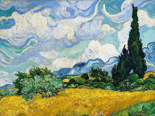 Poster Van Gogh Wheat Field Cypresses Art108 40cm X 50cm Λευκή Ξύλινη Κορνίζα-56093pd156661f55310