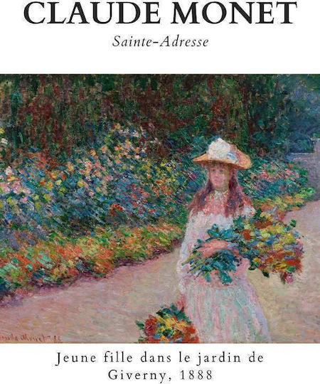 Poster Claude Monet Young Girl in the Garden of Giverny Art101 40cm x 50cm Frame Natural Wooden Beige